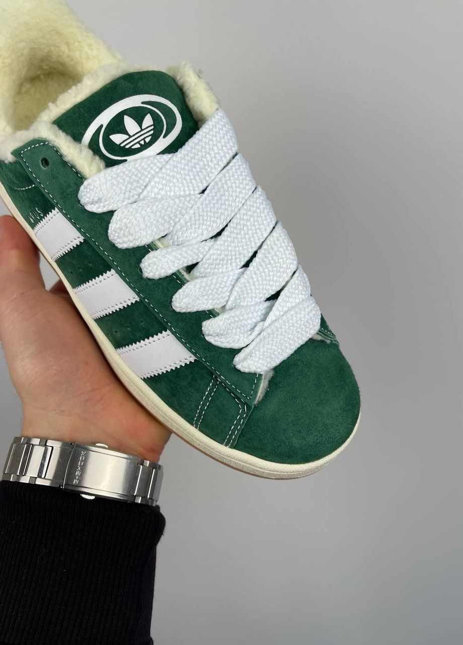 Зеленые демисезонные кроссовки женские 00s ‘green’ fur, вьетнам adidas Campus