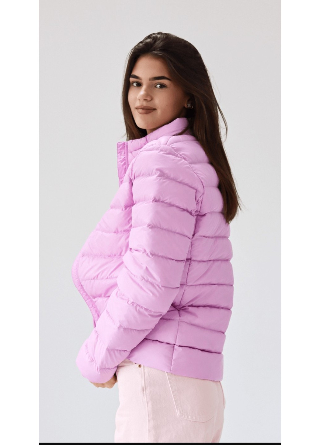 Розовая демисезонная женская пуховая куртка м&s (56454) 8 розовая M&S