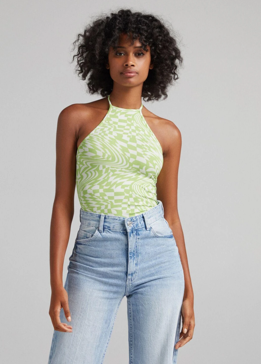 Боді,салатовий-білий, Bershka (258654177)