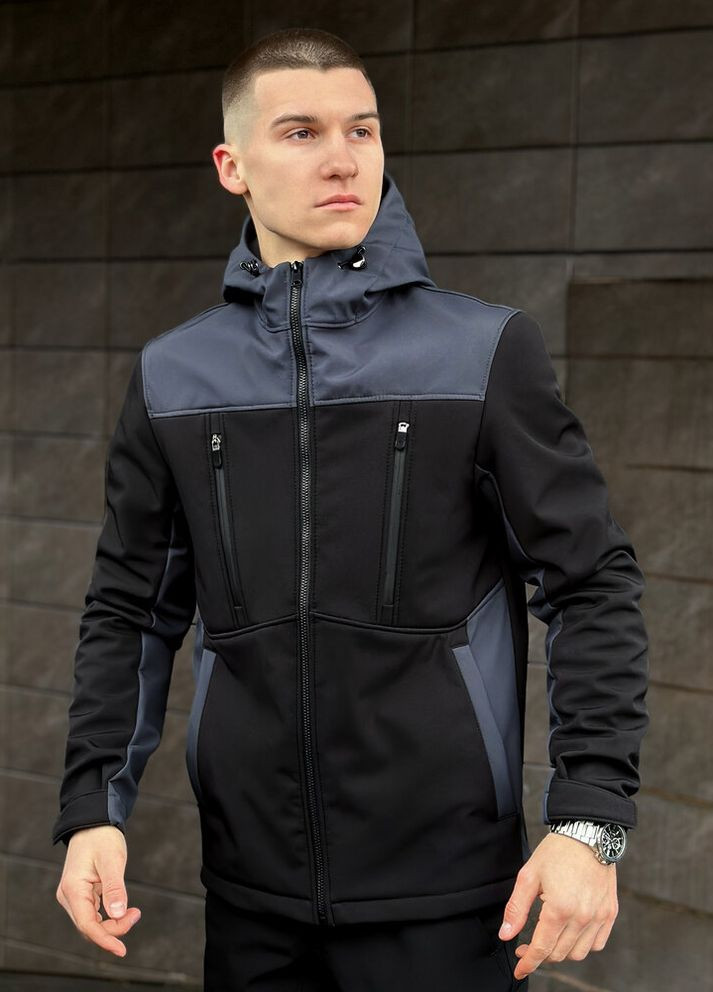 Чорна демісезонна куртка setup чорно-сірий Pobedov
