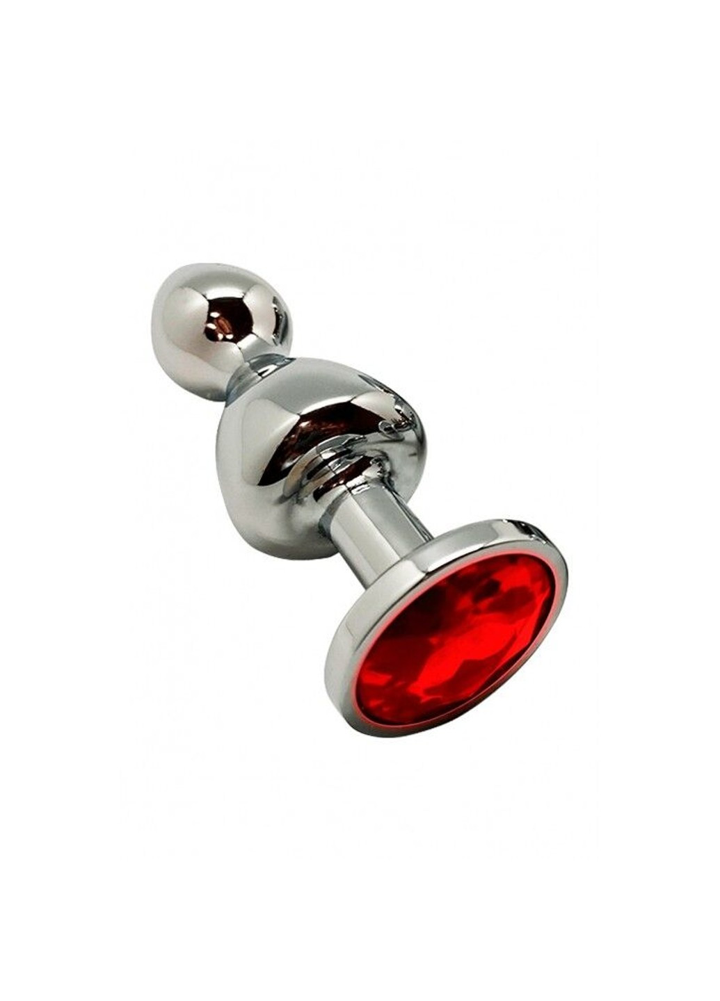 Металева анальна пробка Lollypop Double Ball Metal Plug Red L діаметр 3,5 см, довжина 10,5 см Wooomy (277236545)