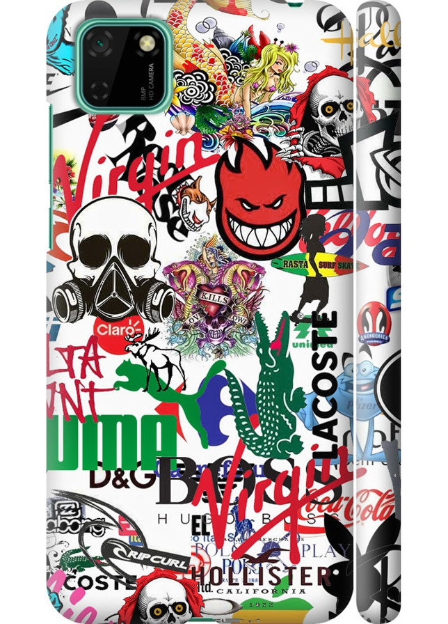 3D пластиковий матовий чохол 'Many different logos' для Endorphone Huawei Y5p (258591432)