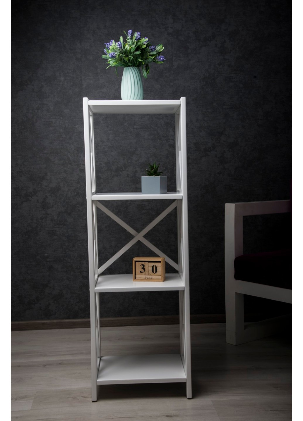 Етажерка з натурального дерева HW-30 біла HouseWood (276842148)