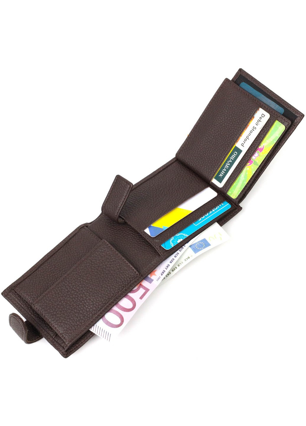 Горизонтальний чоловічий гаманець із натуральної шкіри флотар 22007 Коричневий Bond (262158708)