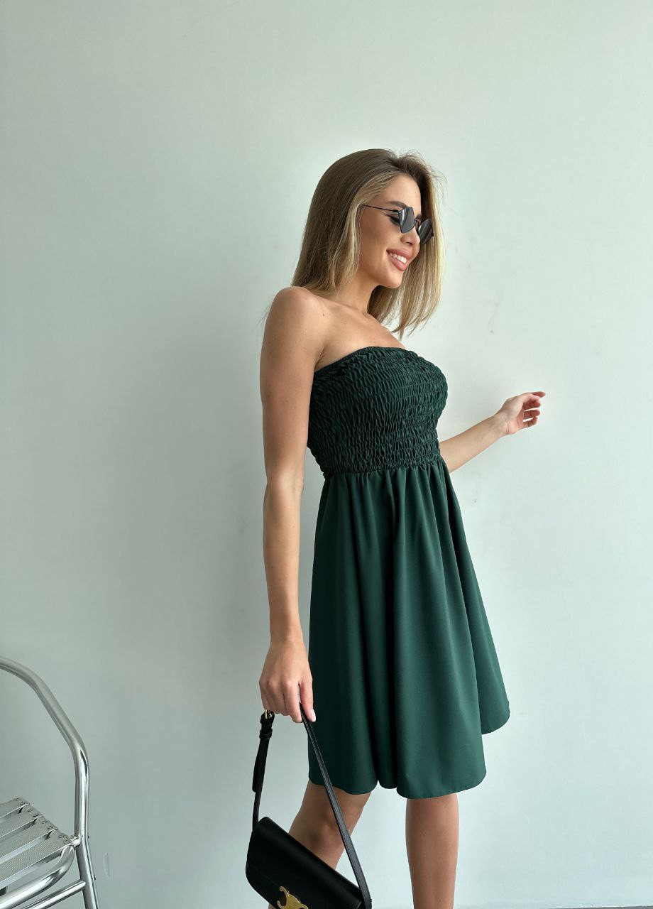 Темно-зеленое женское платье софт No Brand
