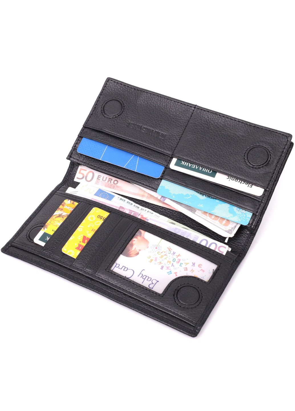 Женский вертикальный кошелек на магнитах из натуральной кожи 22538 Черный st leather (277980546)