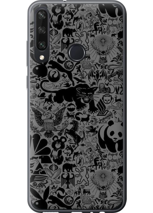 2D пластиковий чохол 'Чорно-сірий стікер бомбінг' для Endorphone Huawei Y6p (259323152)