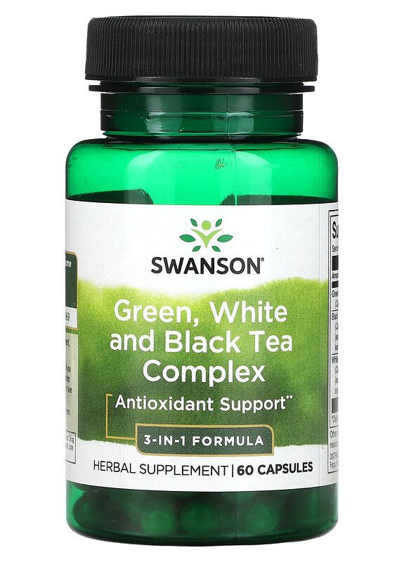 Комплекс из зеленого, белого и черного чая Green, White and Black Tea Complex, 60 Capsules Swanson (265294945)