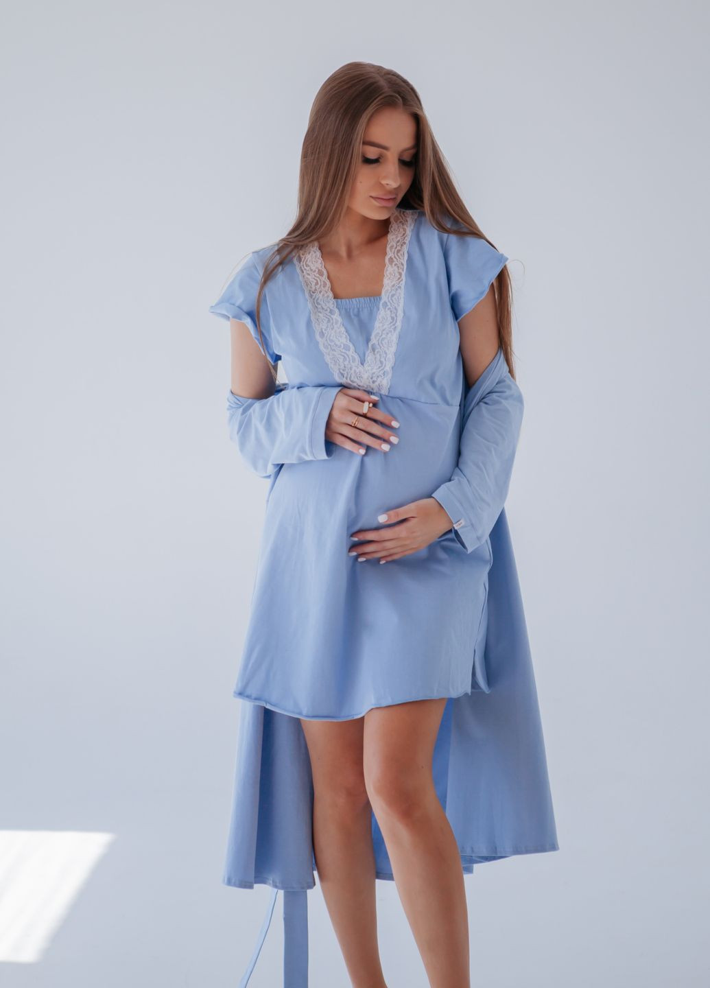 Комплект ночная рубашка + халат для беременных и кормящих HN марія (260817148)
