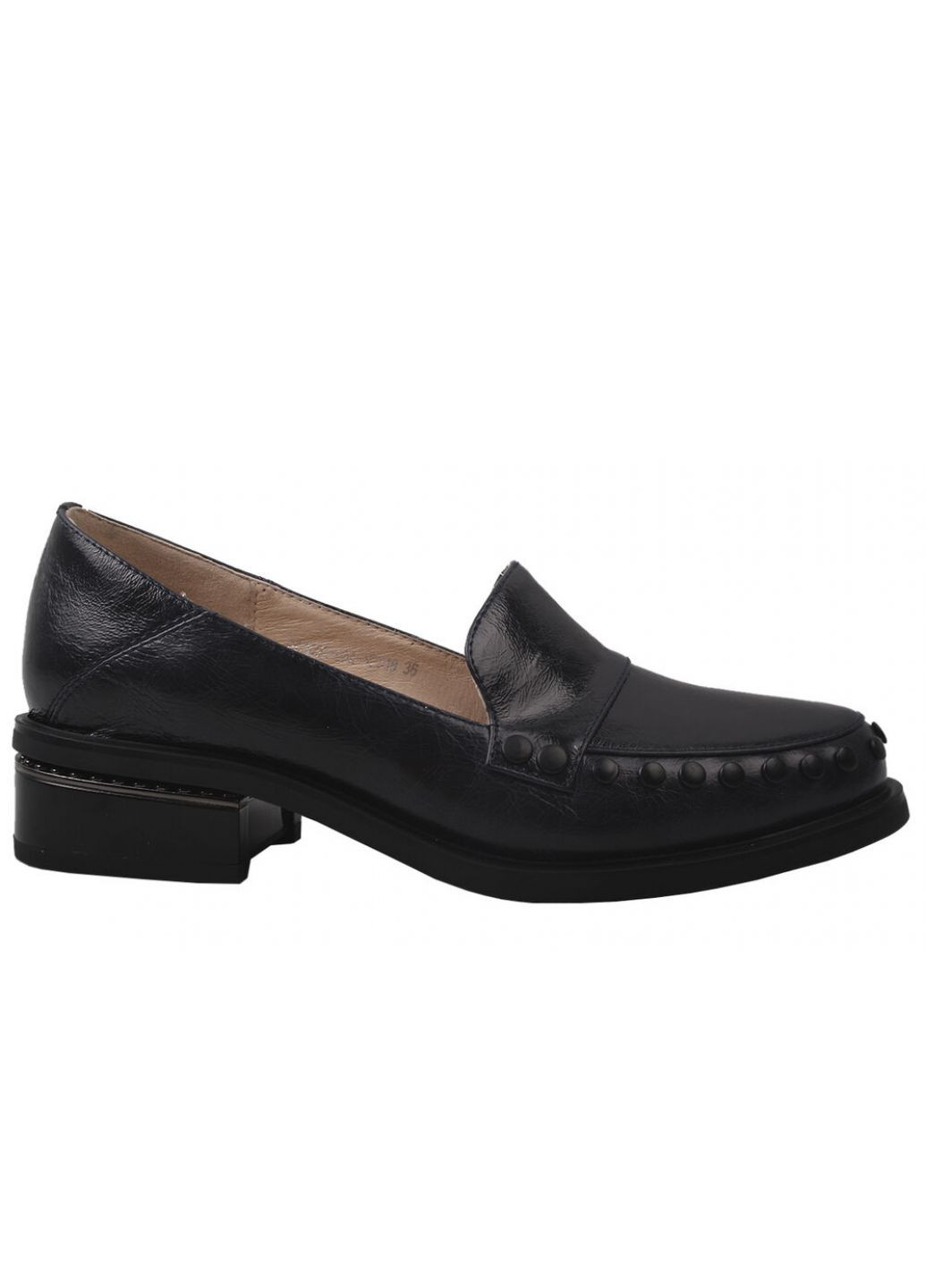 Туфлі жіночі з натуральної шкіри, на низькому ходу, чорні, Brocoly 266-9dtc (257420065)