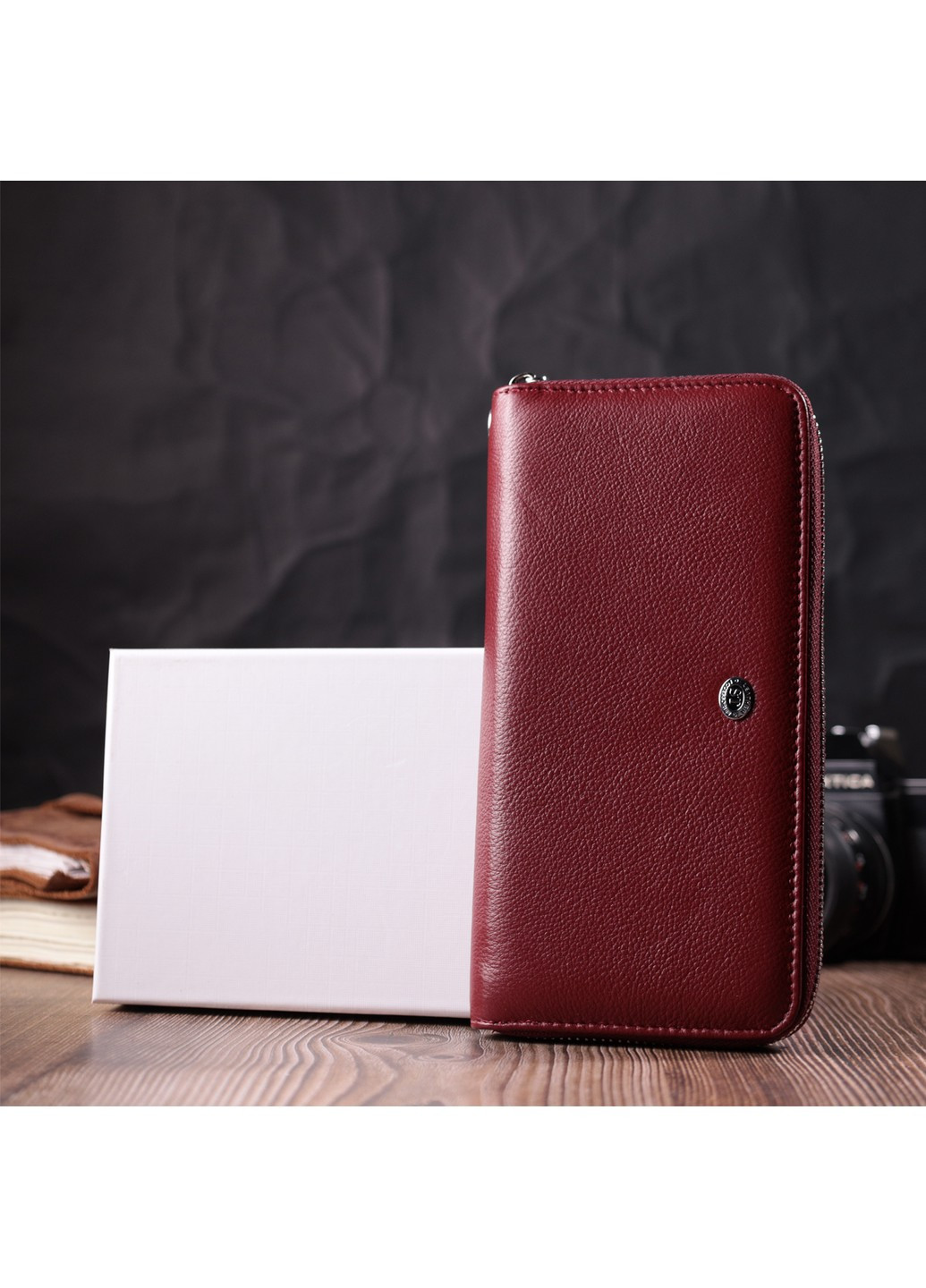 Гаманець-клатч для жінок на одне відділення з натуральної шкіри 22560 Бордовий st leather (278001008)