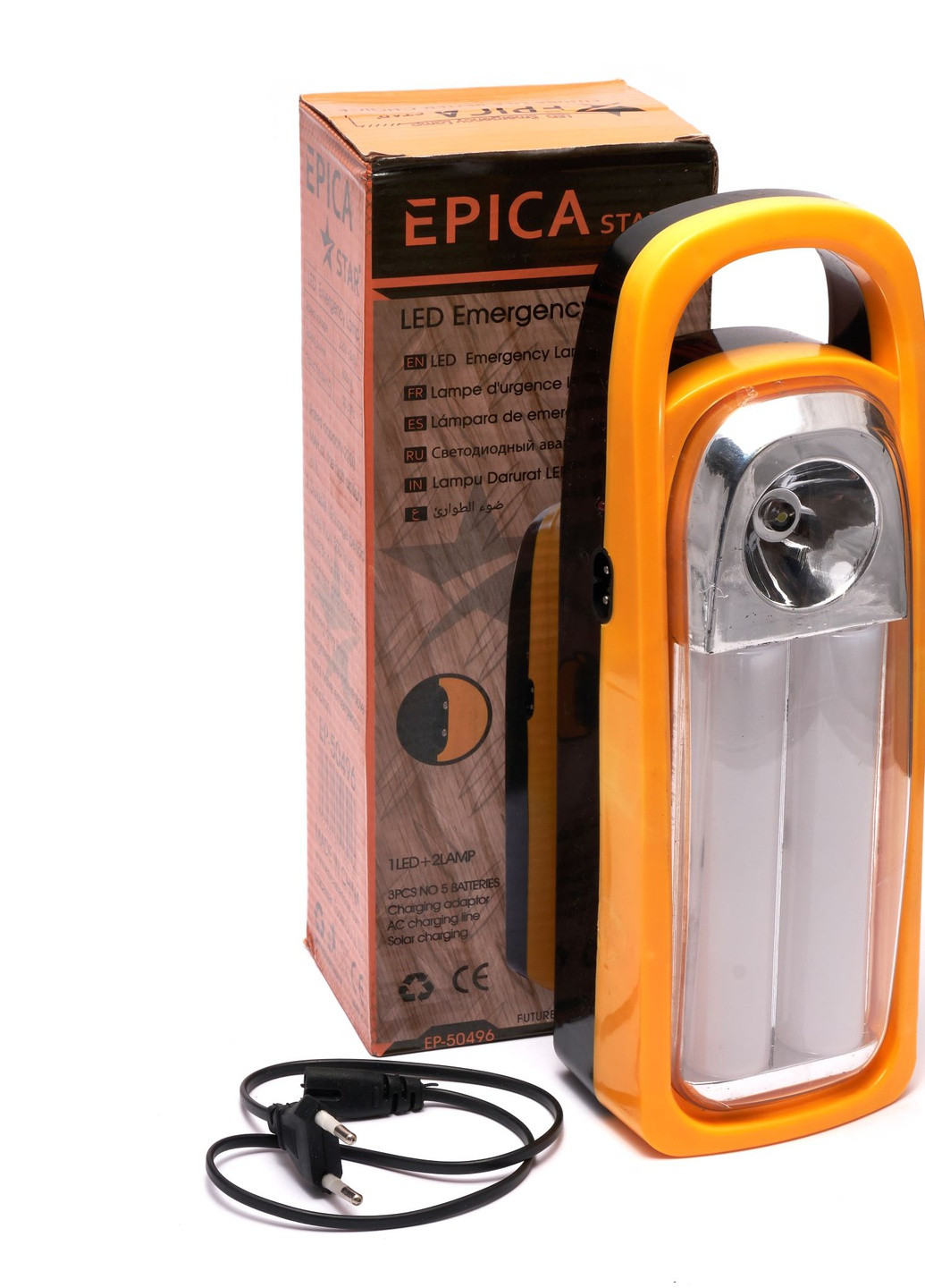 Светодиодный аварийный фонарик 1+2 лампы Epika EP-50496 со встроенным аккумулятором или на батарейках Led (257196495)
