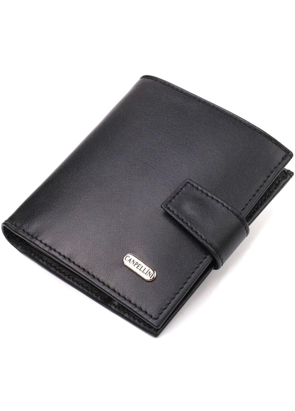 Модный мужской бумажникн из натуральной гладкой кожи 21727 Черный Canpellini (259873951)