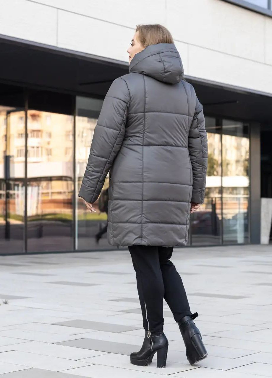 Графітова зимня жіноча зимова куртка великого розміру SK