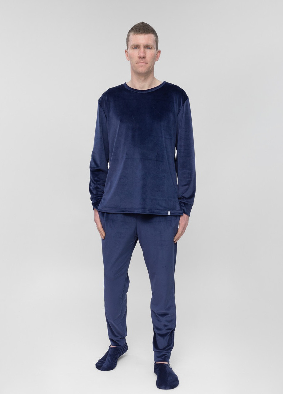 Костюм мужской домашний велюровый кофта со штанами Темно-синий Maybel (257062717)