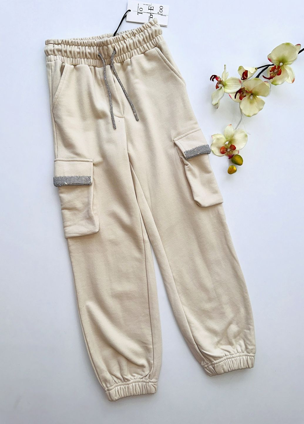 Бежевый демисезонный костюм для девочки джогери + свитшот tbt2417/2418 брючный To Be Too