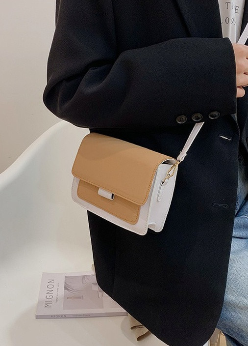 Жіноча класична сумочка через плече крос-боді на ремінці бархатна велюрова замшева бежева No Brand (259294531)