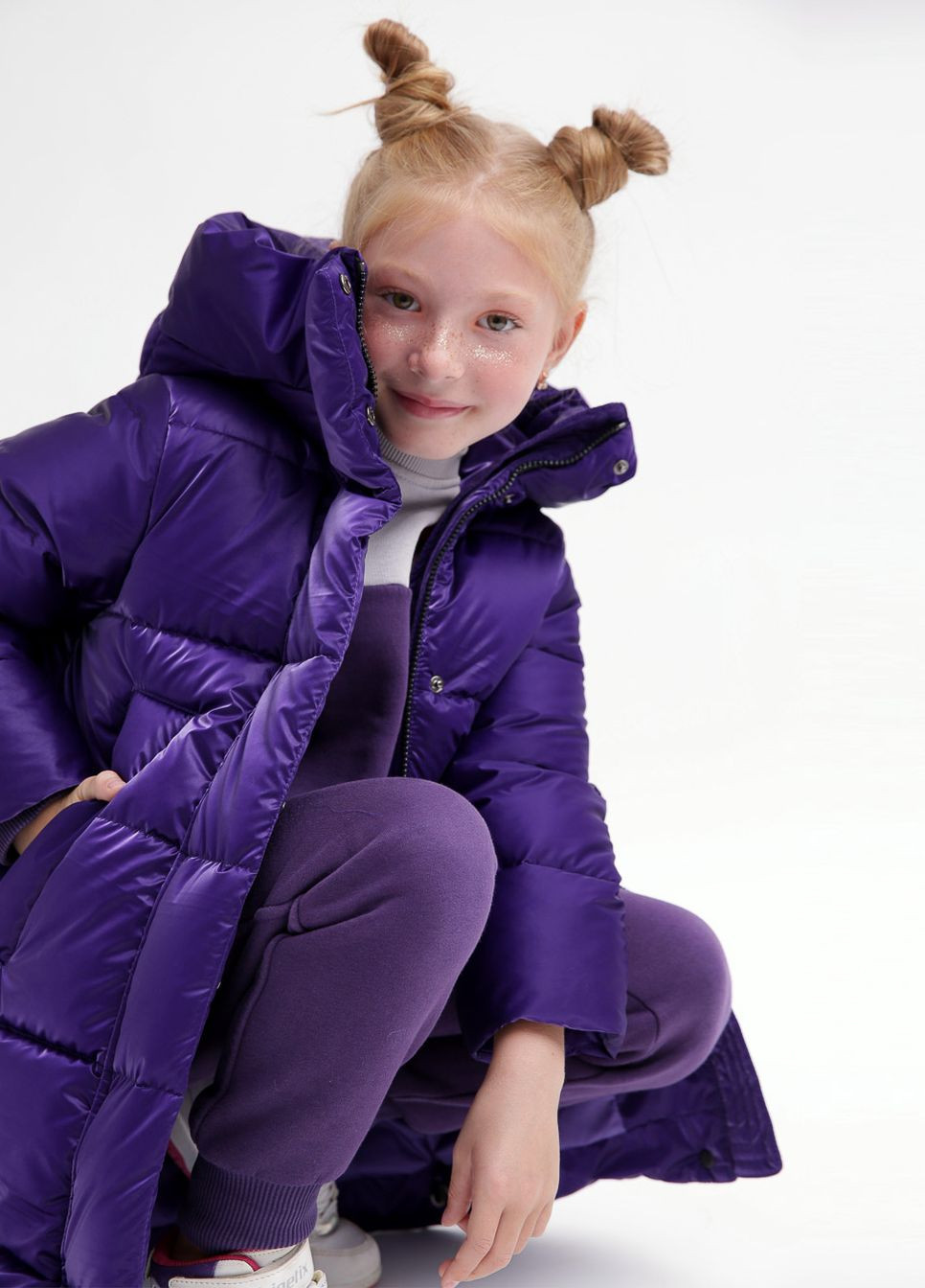 Фиолетовая зимняя пуховая куртка для девочек от 6 до 17 лет X-Woyz