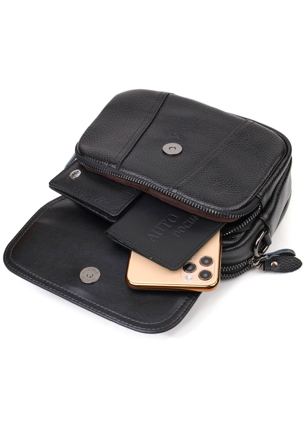 Каркасная женская сумка из натуральной кожи 22083 Черная Vintage (260359826)