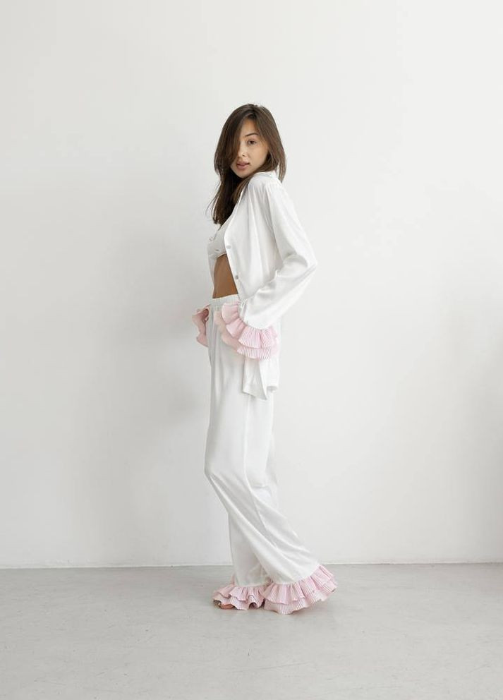 Біла жіночий піжамний костюм трійка колір білий р.l/xl 442584 New Trend