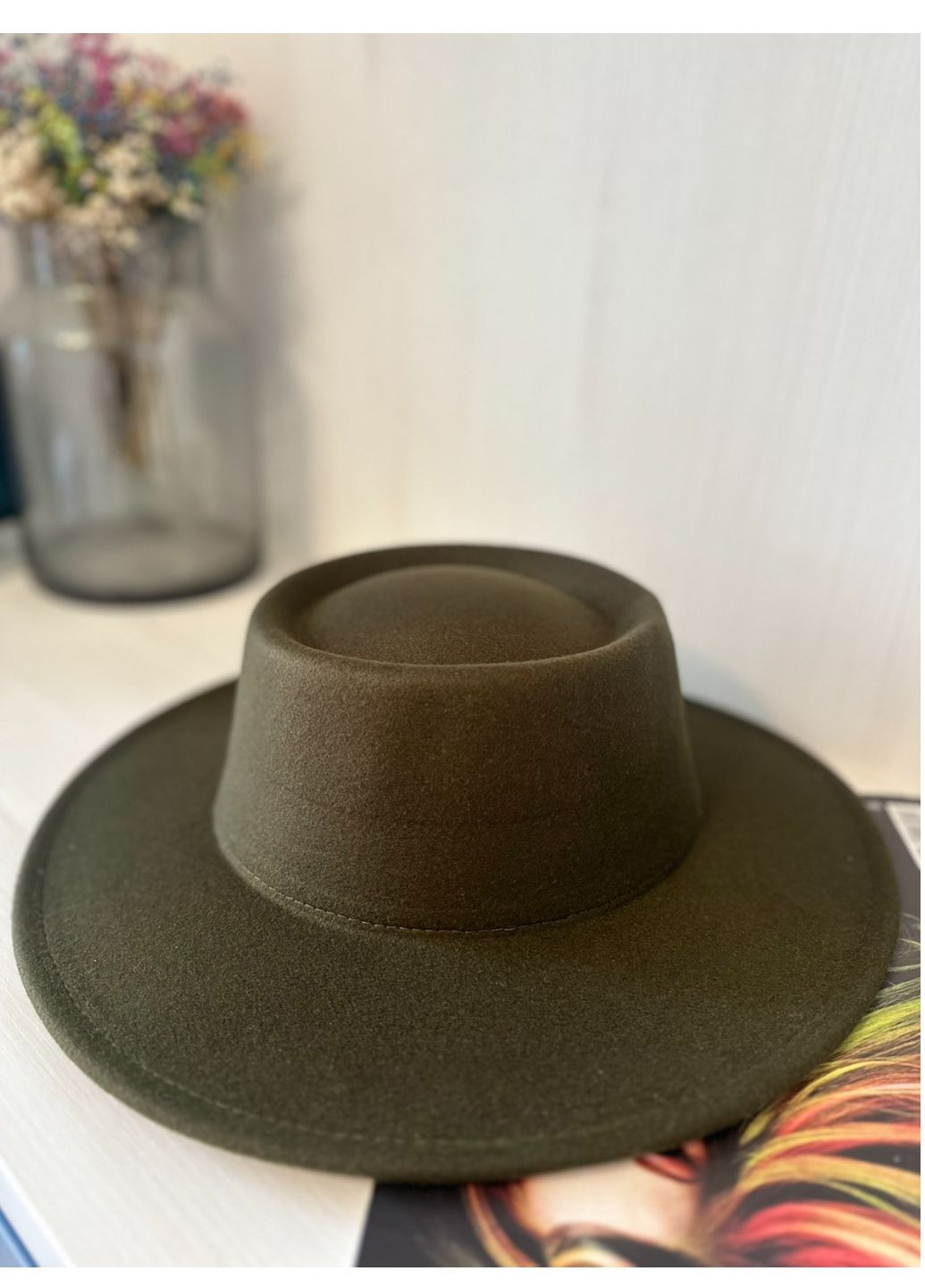Стильная фетровая шляпа широкополая Болотный 56-59р No Brand (266146745)