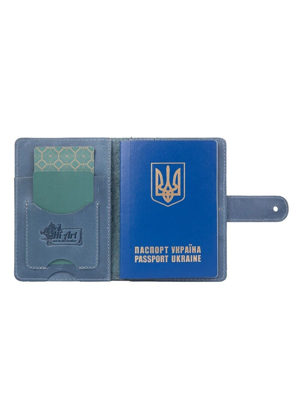 Обкладинка для паспорта зі шкіри «Discoveries» PB-02/1 Shabby Alga Темно-зелений Hi Art (268371359)