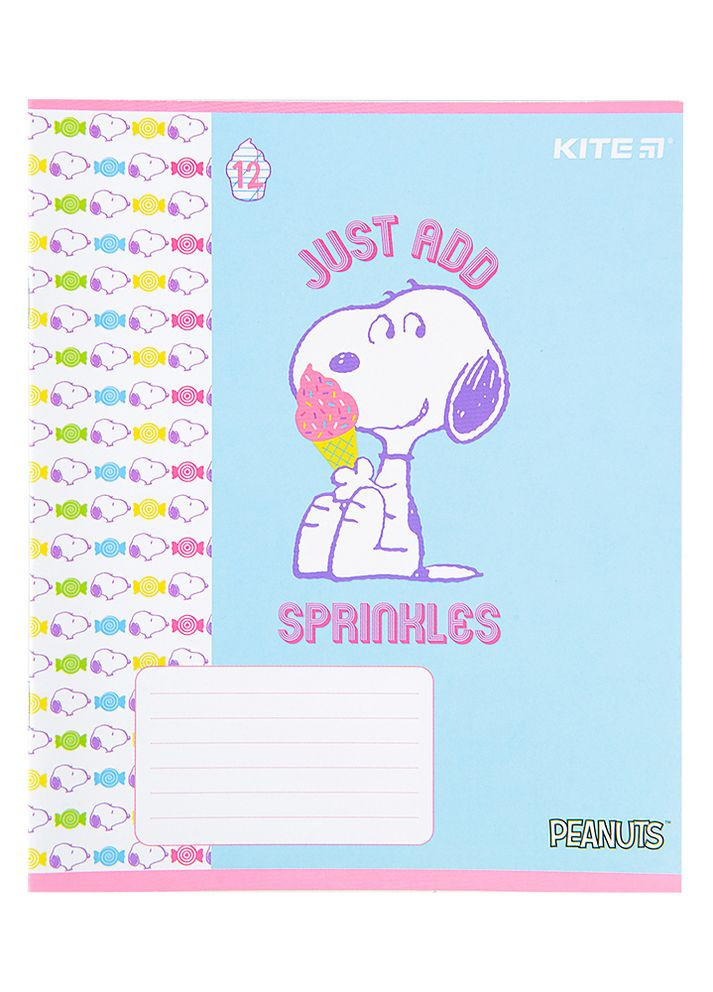 Тетрадь в косу линию 12 листов Peanuts Snoopy цвет разноцветный ЦБ-00197348 Kite (260529433)