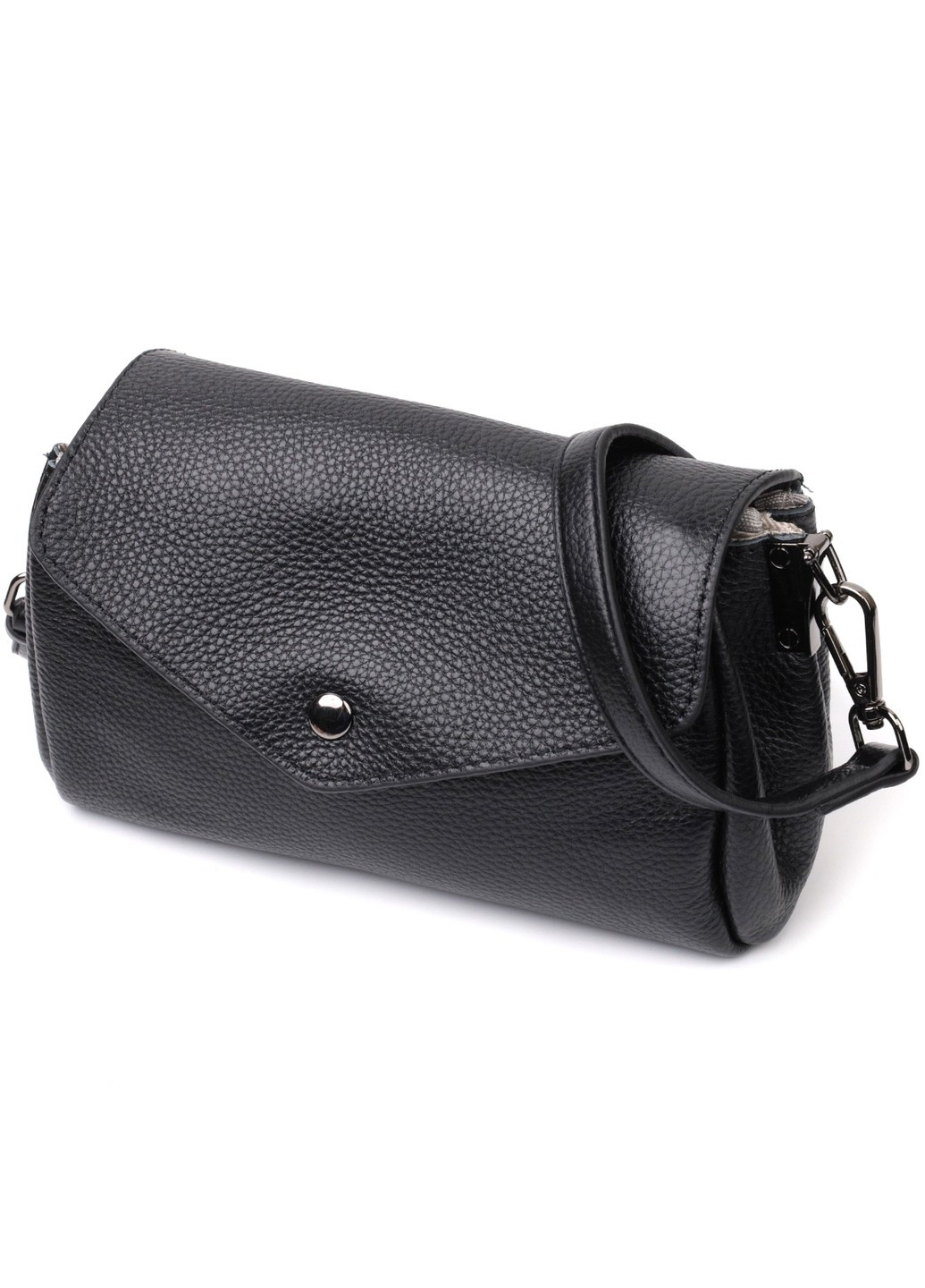 Жіноча шкіряна сумка із трикутним клапаном 22254 Чорна Vintage (276457496)