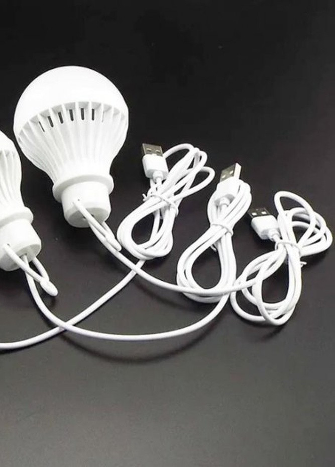 USB LED Лампа 2W, с проводом 0.9 м, с подвесом, Портативная светодиодная лампочка, светильник подсветка фонарь, Белая Martec (256900194)