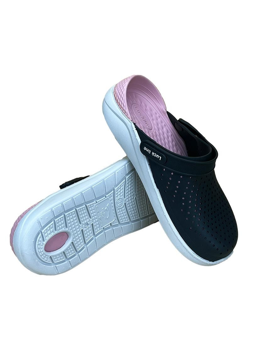 Женские кроксы черно-розовые 5017-361 LuckLine (258661847)