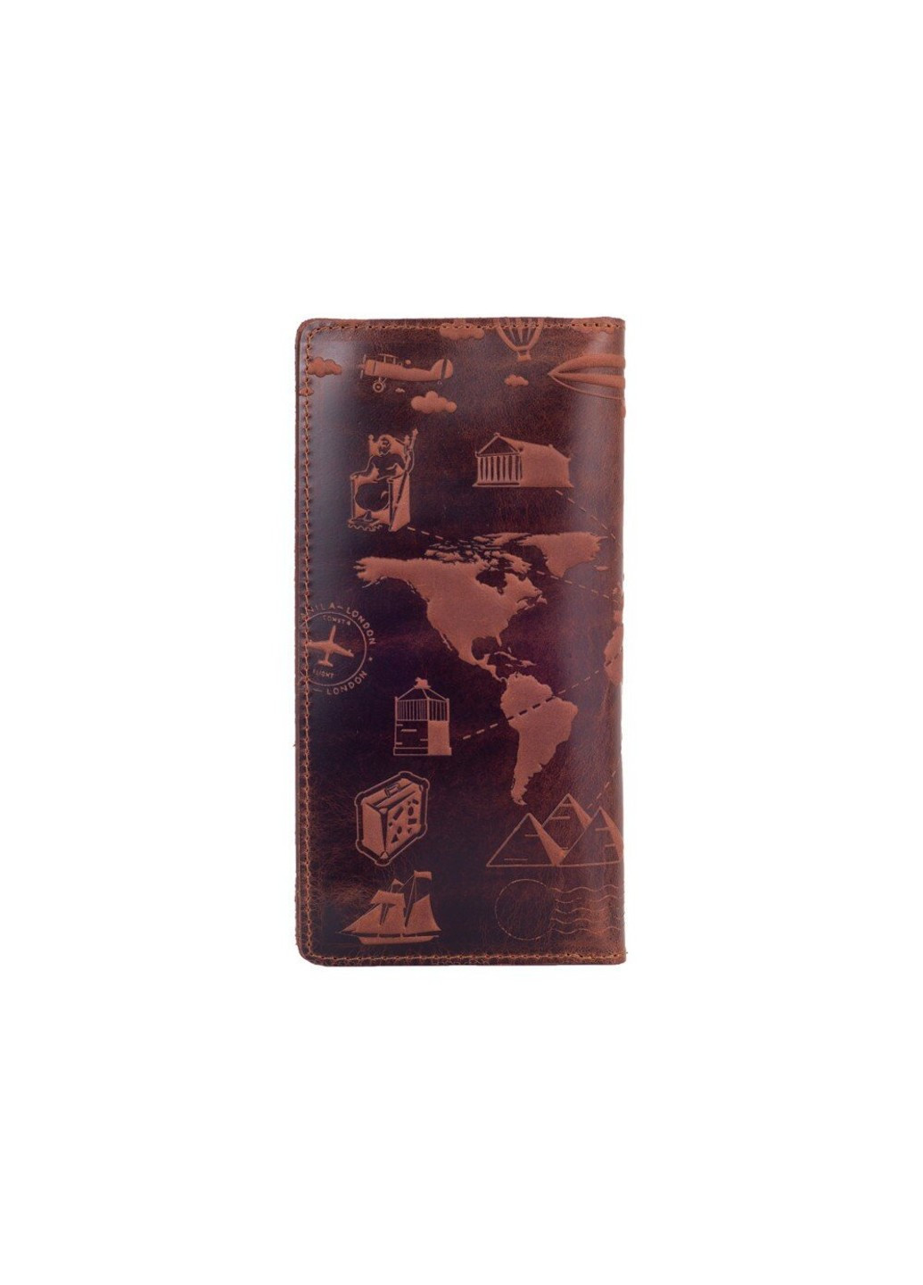 Шкіряний гаманець WP-05 7 wonders of the world коричневий Коричневий Hi Art (268371150)
