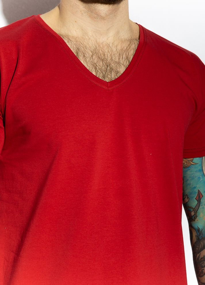 Бордовая футболка с v-образным вырезом (бордовый) Time of Style