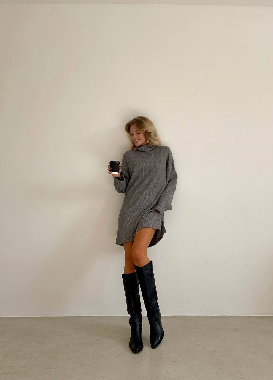 Сірий жіночий светр в'язка No Brand