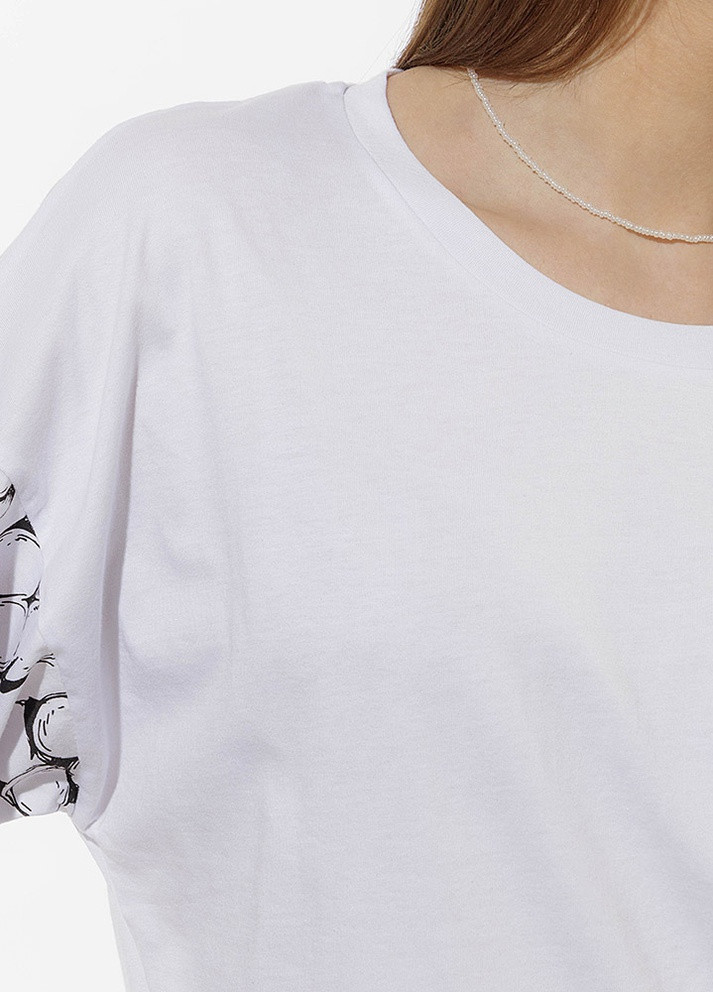 Женская футболка оверсайз цвет белый ЦБ-00216237 Yuki - (259466480)