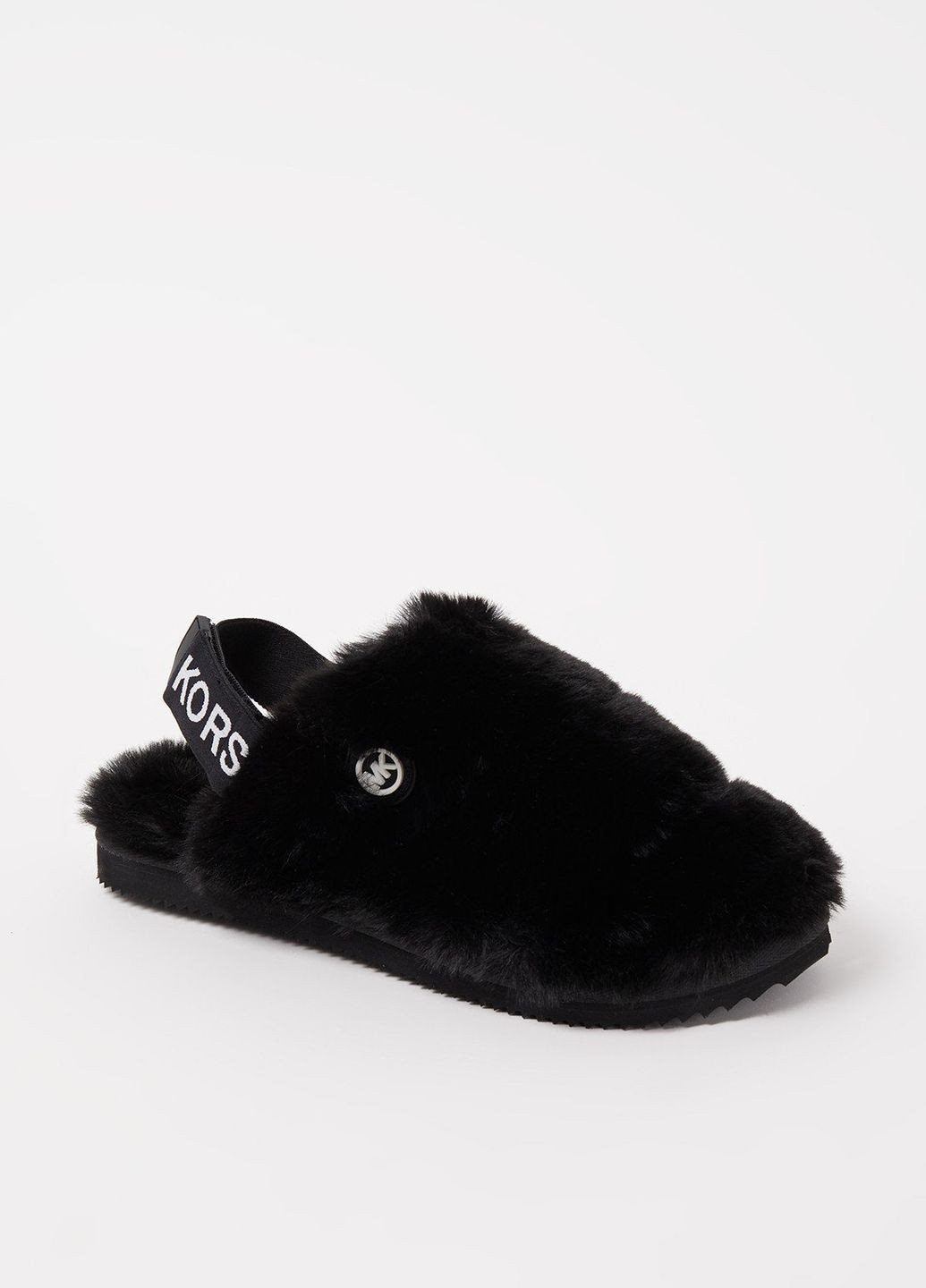 Жіночі сліпери Michael Kors elsie slipper back strap black faux fur mk logo (275091155)