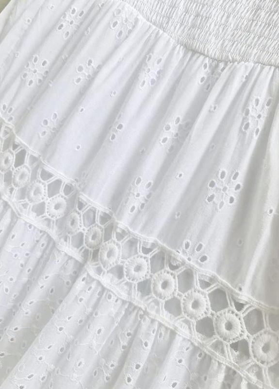 Белое белое многоярусное хлопковое платье макси с вышивкой и кружевными вставками design Asos