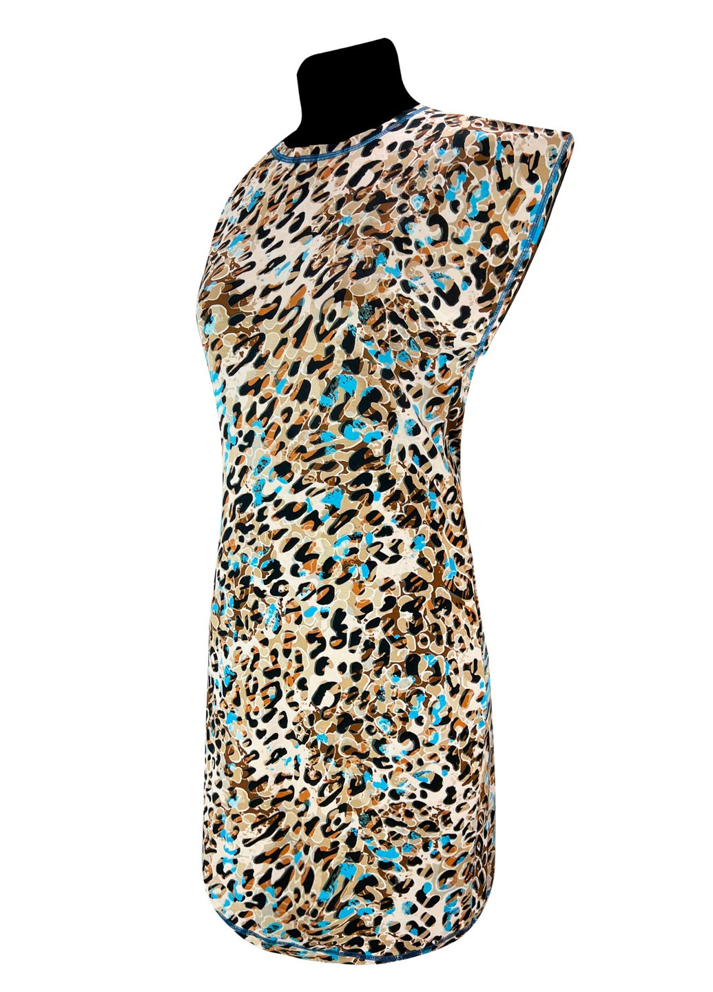 Голубое повседневный платье батал вискоза леопард Жемчужина стилей леопардовый