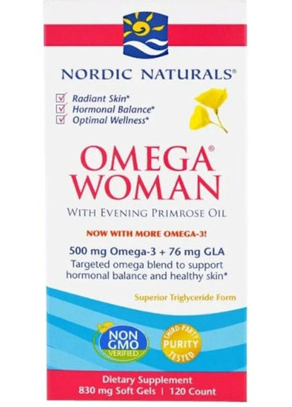 Omega Woman, With Evening Primrose Oil 830 mg 120 Soft Gels NOR-01780 Nordic Naturals (258498798)