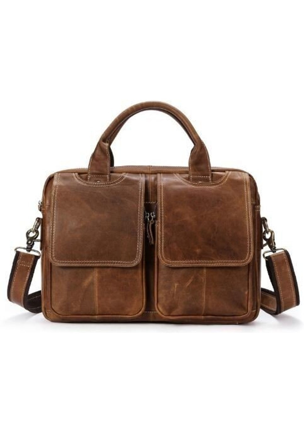 Мужская деловая кожаная сумка 14867 Коричневый Vintage (262523852)