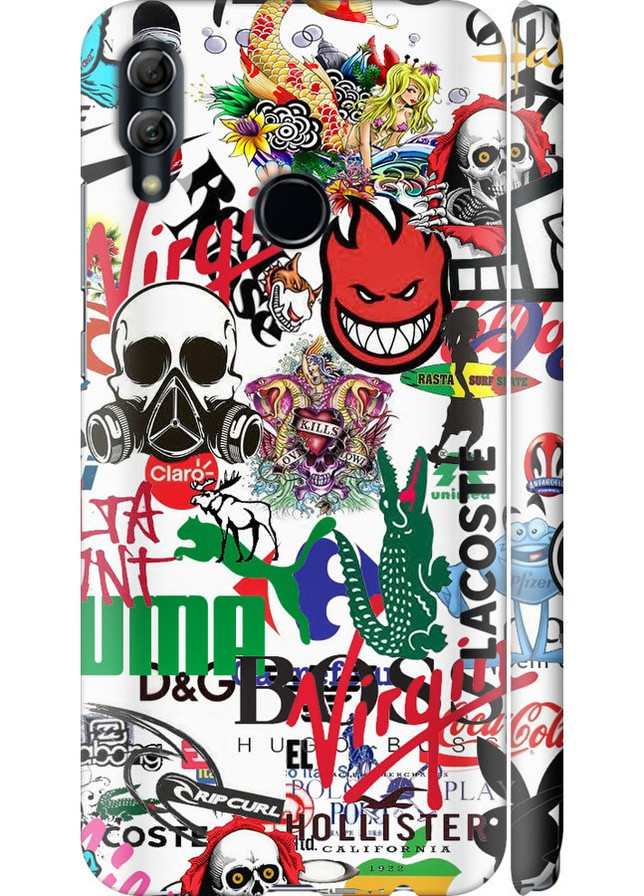 3D пластиковый матовый чехол 'Many different logos' для Endorphone Huawei Honor 10 Lite (257904604)