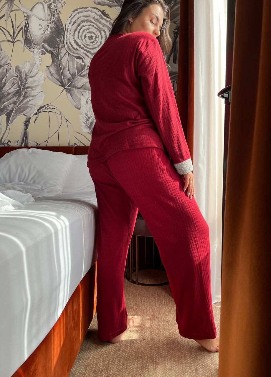 Бордовая красивая пижама No Brand