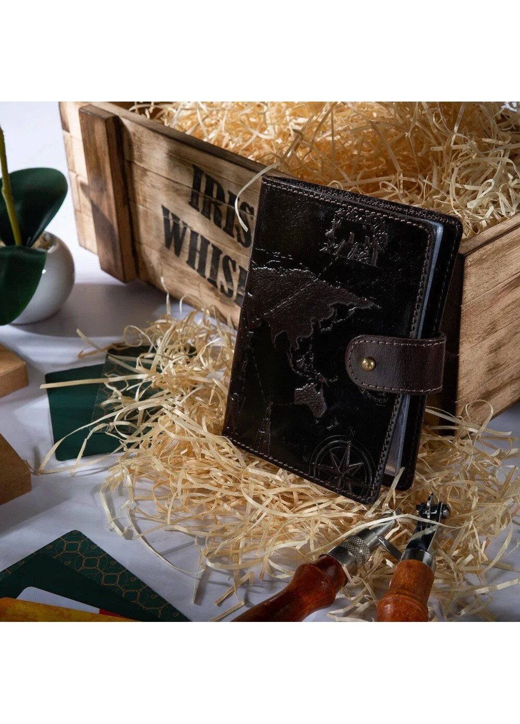 Шкіряний Картхолдер «7 wonders of the world» CH-06 Crystal Brown Silk Hi Art (269089263)