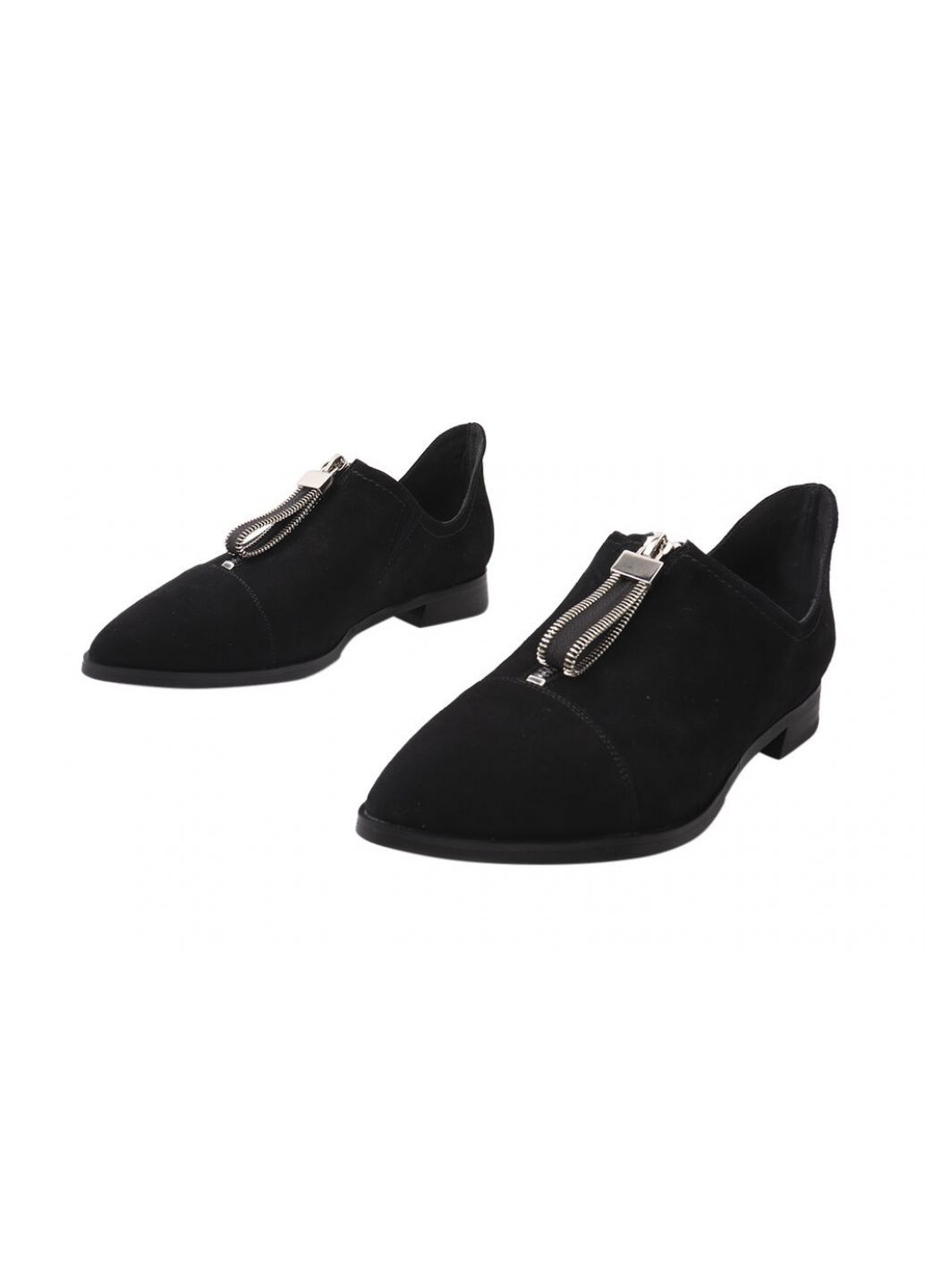 Туфлі жіночі з натуральної замші, на низькому ходу, чорні, Brocoly 325-21dtc (257438500)