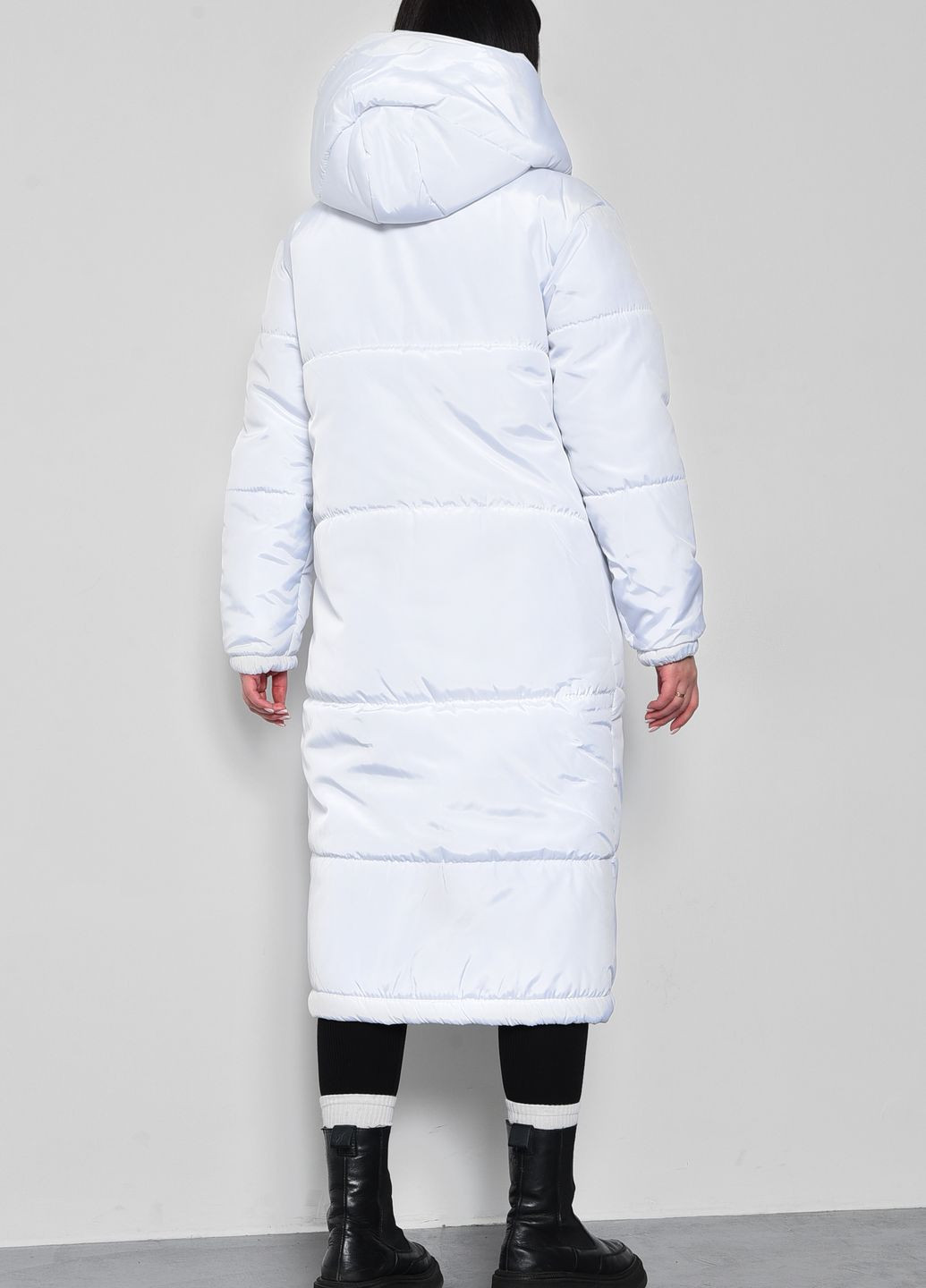 Белая зимняя куртка женская еврозима удлиненная белого цвета Let's Shop