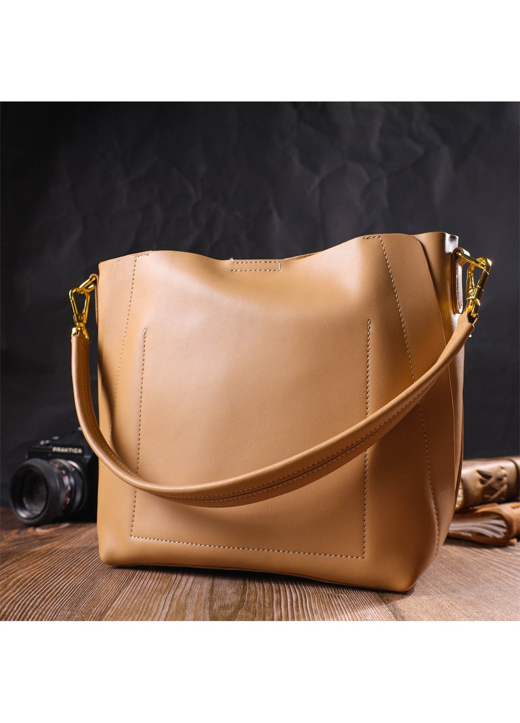 Жіноча ділова сумка з натуральної шкіри 22110 Пісочна Vintage (260360856)
