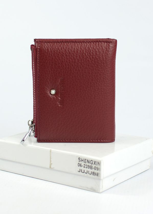 Бордовий шкіряний жіночий міні гаманець портмоне на магніті, розкладний гаманець з натуральної шкіри No Brand (266701150)