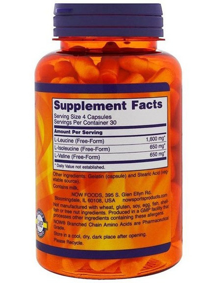 Branched Chain Amino Acids 120 Caps Now Foods (257079356)