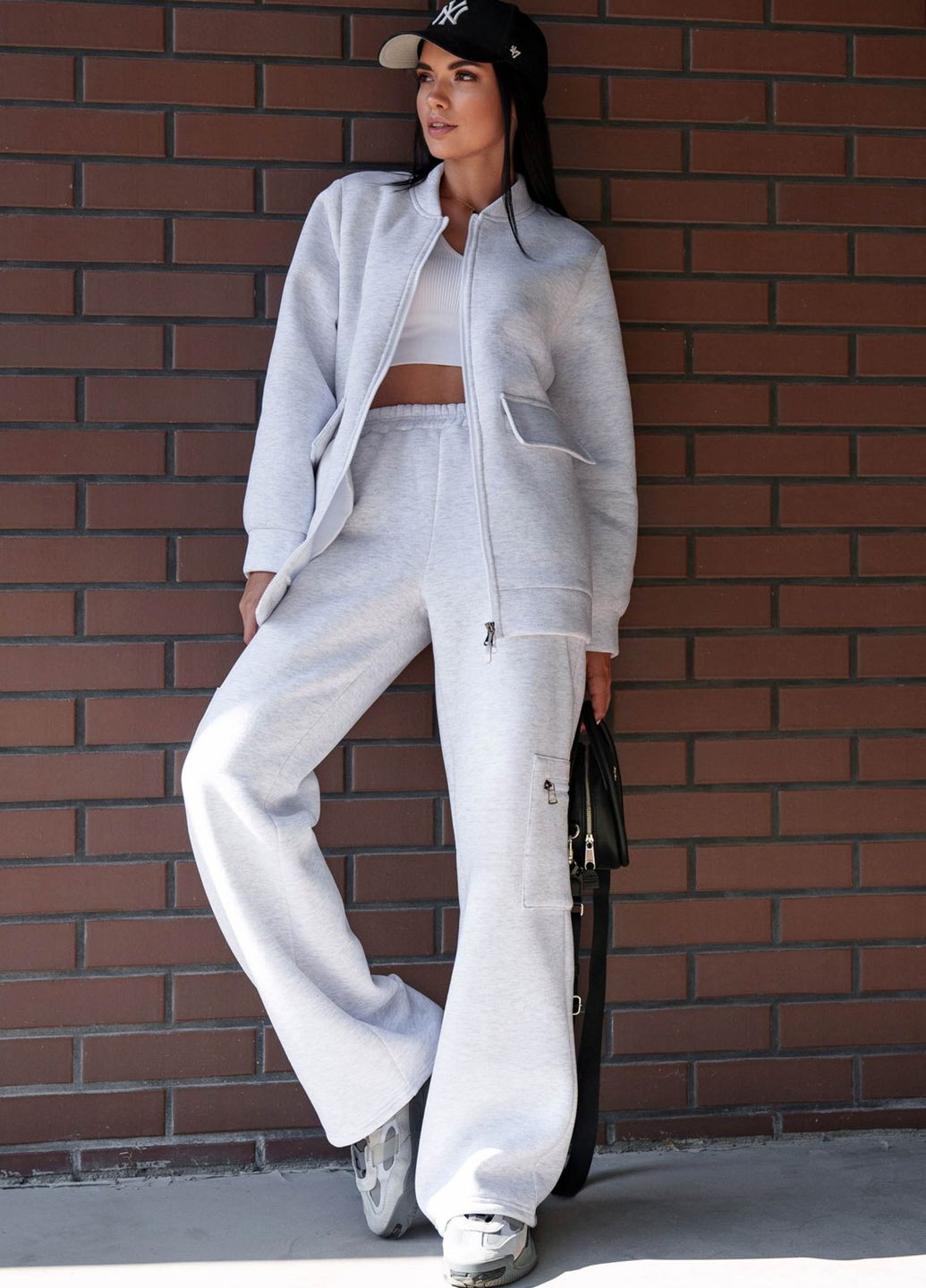в стилі Casual з теплого футера кольору меланж Jadone Fashion брюки (265014101)