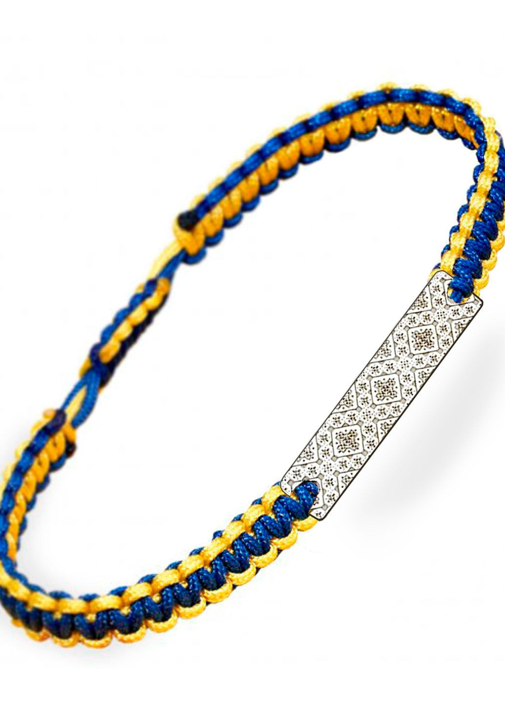 Срібний браслет шамбала Вишиванка жовто-синя «Дніпро» регулюється Family Tree Jewelry Line (266267262)