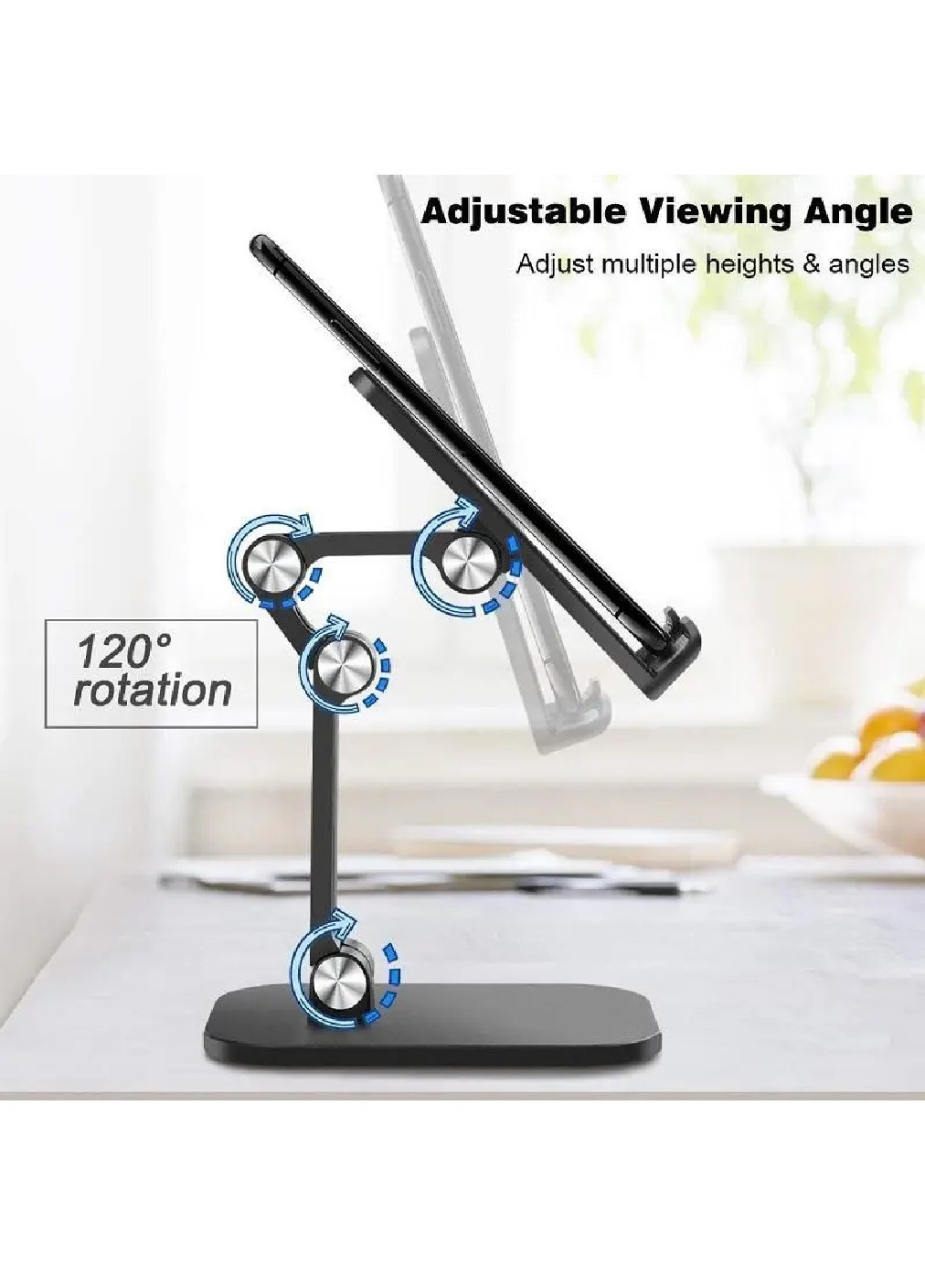 Настольная подставка держатель компактная портативная складная для планшета телефона 90х125х252 мм (474482-Prob) Черная Unbranded (258561732)